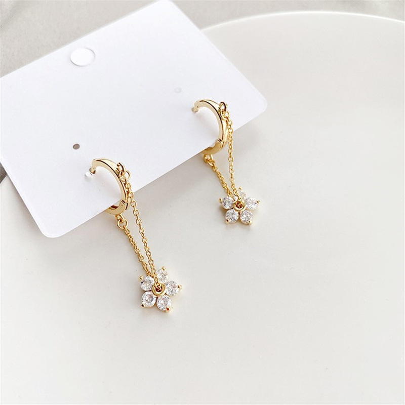 Wholesale Jewelry Flowers Tassel Ear Clip Nihaojewelry display picture 4