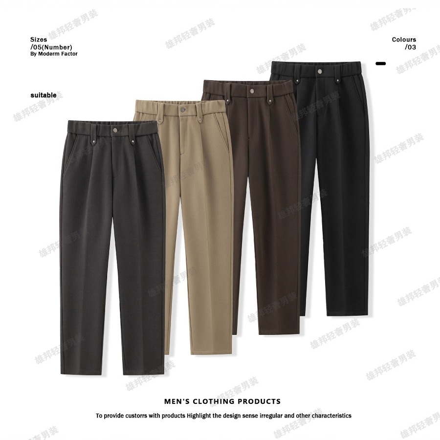 Xiongbang Autumn and Winter Soft and Waxy Anti-Wrinkle Accessible Luxury Pants Classy Casual Pants Men's Business Casual Pants Fashion