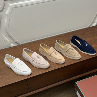 2026 Spring and Autumn New Old Money Style LP Loafers Women's Flat Casual White Soled Single Shoes Slip-on Lazy Shoes 2