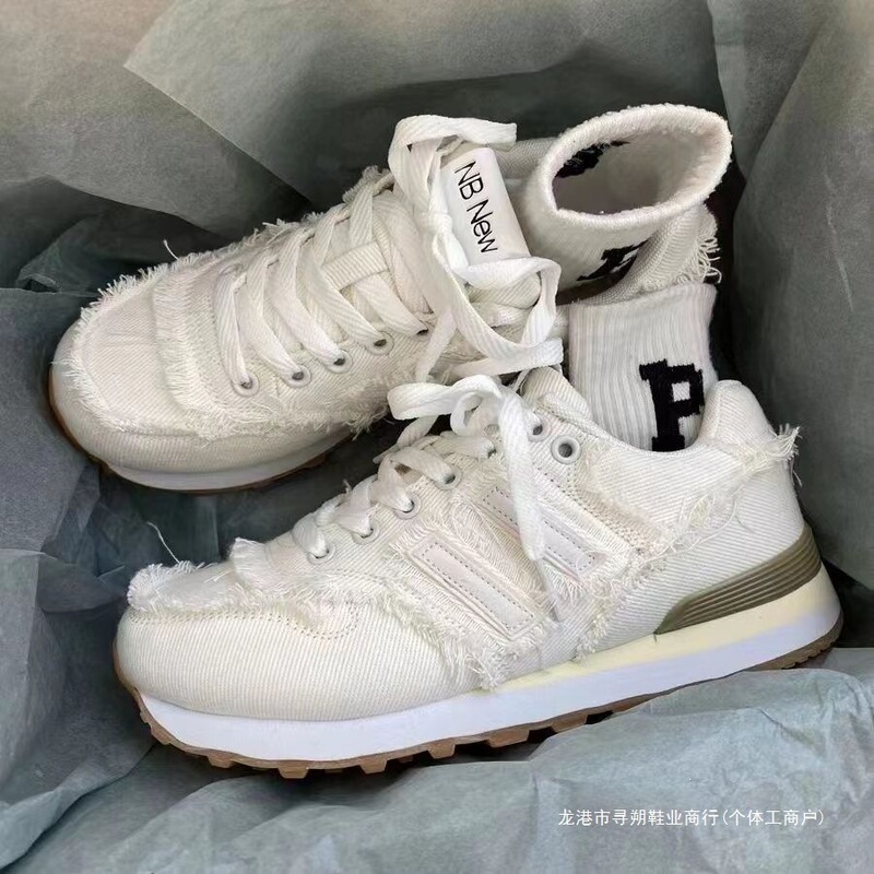 2025 Spring New Ins-style Distressed Canvas Tassel Chic Niche Student Sports Casual Retro Forrest Gump Shoes 2025 Spring New Ins-style Distressed Canvas Tassel Chic Niche Student Sports Casual Retro Forrest Gump Shoes