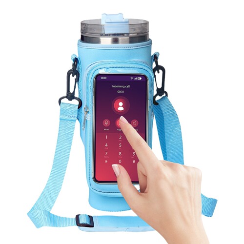 40oz Ice Boss Cup Clear Touchscreen Water Cup Cover with Strap Diving Material Ice Boss Bottle Body Bag Stanley Cup Cover
