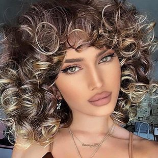 Cross-border European and American Women's wig Headgear African Small curly Roman short curly wig