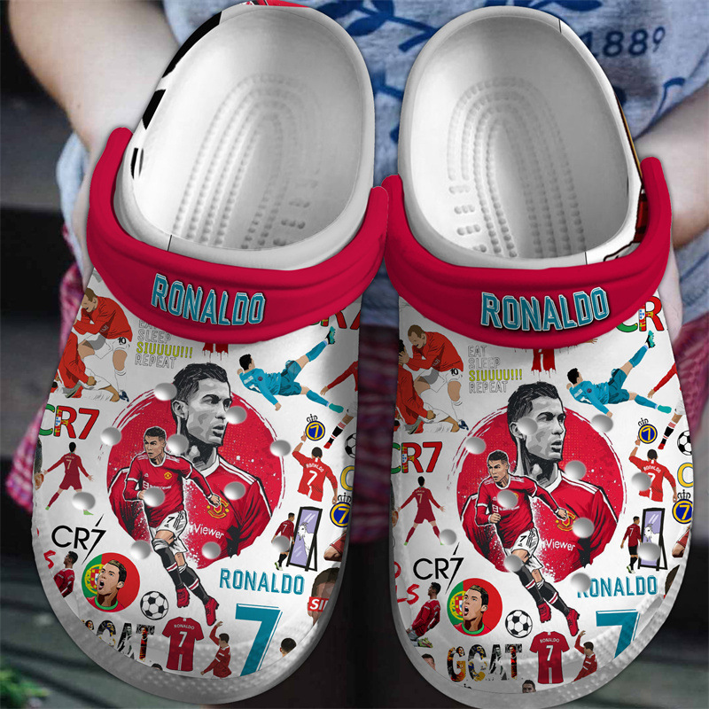 Pod Creative Letter 3D Full Print Men's Theme Cristiano Ronaldo Messi Football Beach Shoes Clogs Manufacturer