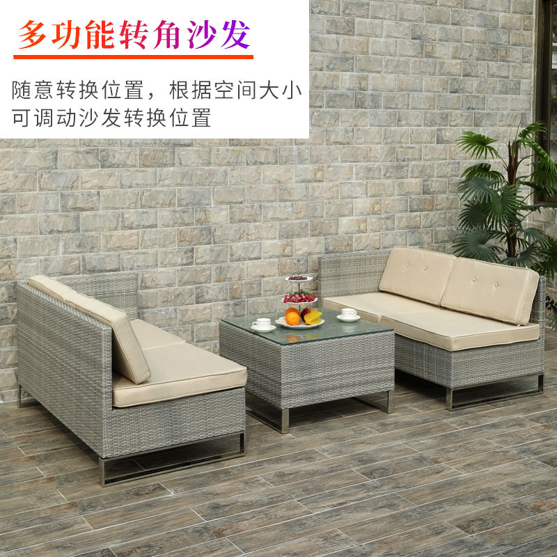 Al Aire Libre sofá de ratán Villa jardín al aire libre patio ocio sala de estar Silla de ratán mesa de té protección solar impermeable combinación de muebles