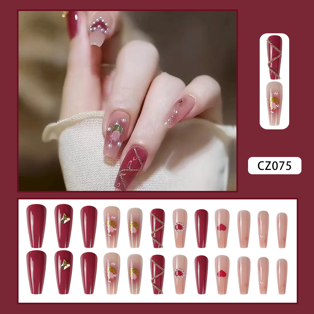 Uñas Postizas con Moño Modelo Largo Decorativas image 7