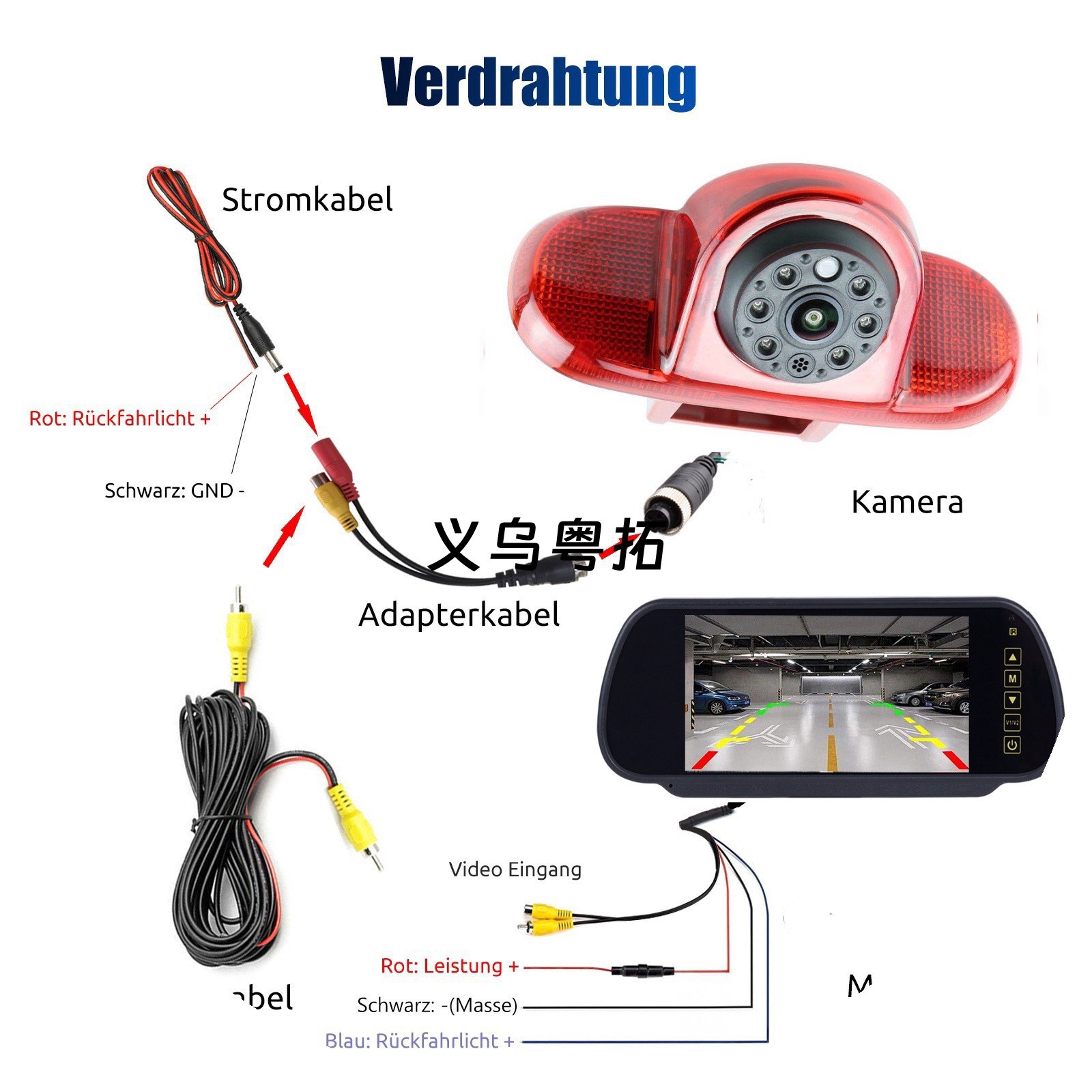 Suitable for Renault Trafic and Opel Vivaro high-position rearview mirror display reversing camera