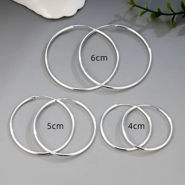 Cross-Border Internet Celebrity Korean-Style Silver Glossy Circle Earrings, Personalized Creative Large Hoop Earrings, Exaggerated Geometric Round Ear Jewelry