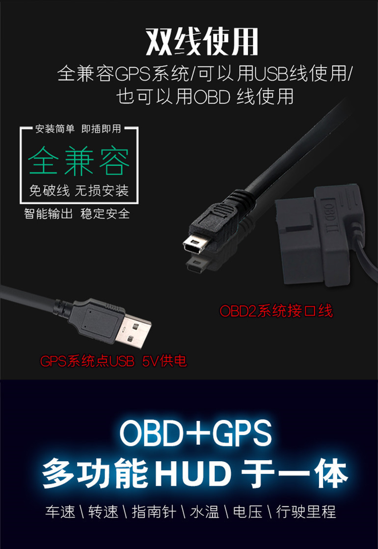 L5U new universal obd car hud head-up display GPS speed measurement electronic dog black technology speed suspension