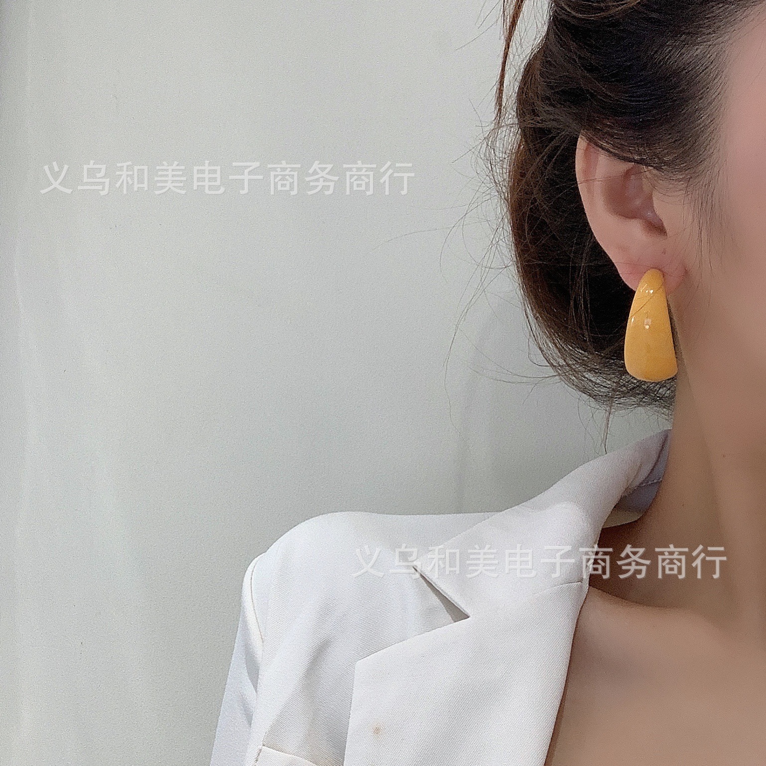 Yellow white earrings