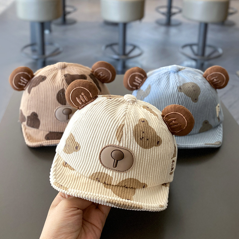 Sombrero para bebés otoño y invierno lindo gorra de lengua de superpeso para bebés a prueba de viento cálido con檐 suave gorra de béisbol para bebés otoño