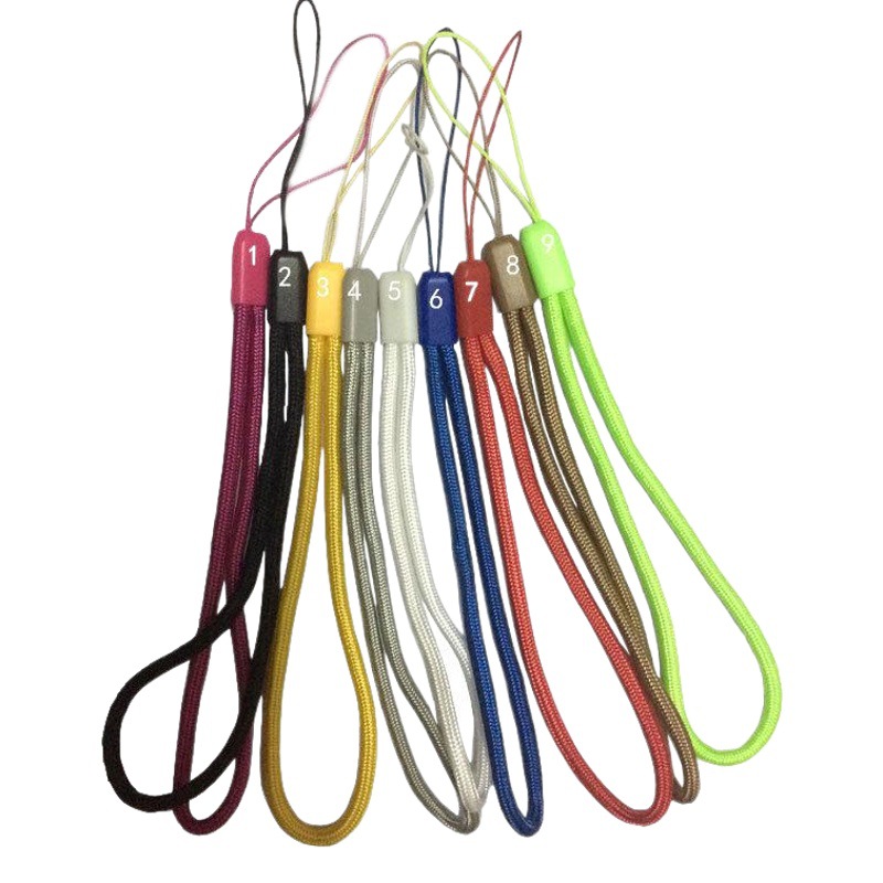 Factory 3.0mm round nylon mobile phone lanyard wrist strap U disk color short lanyard flashlight camera sling