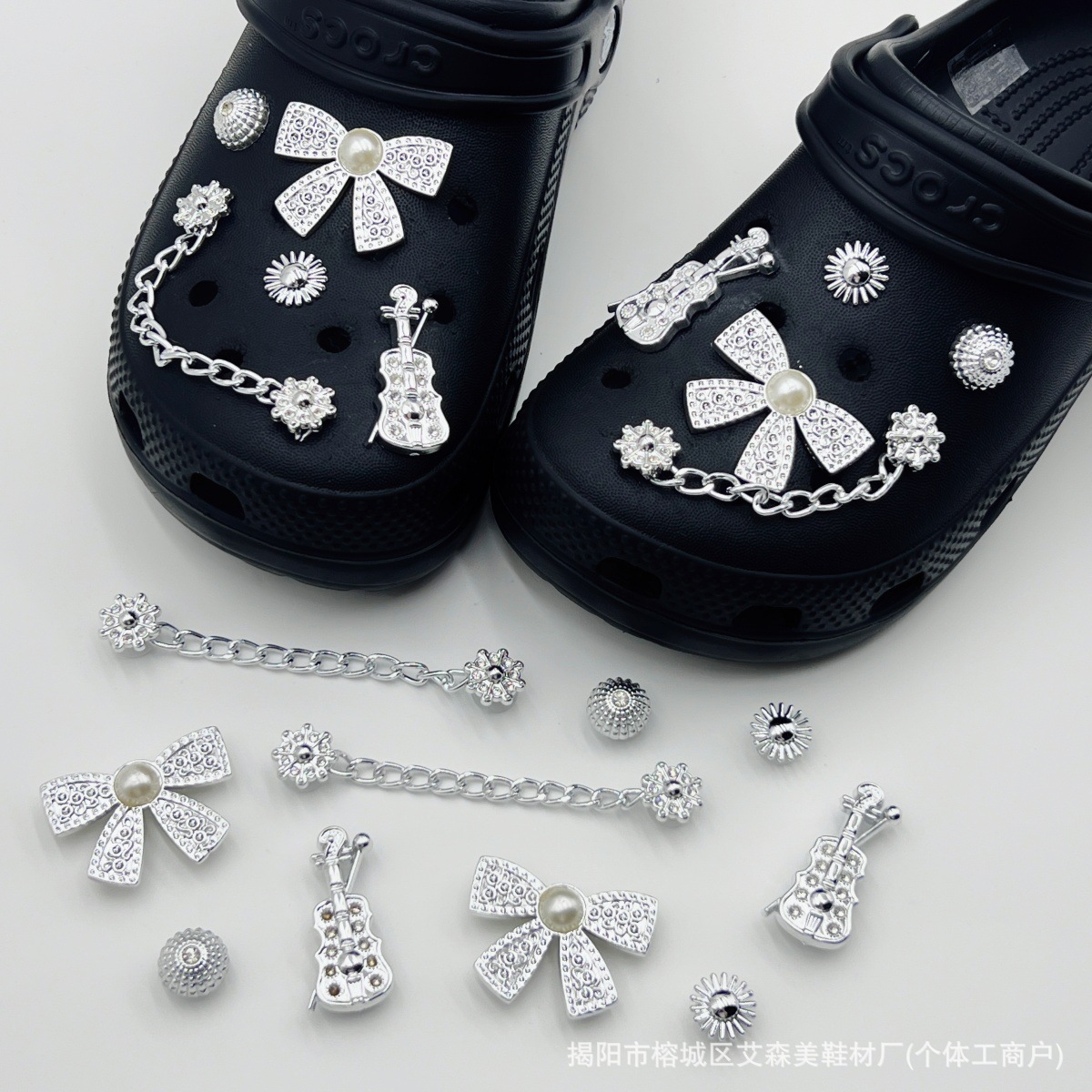 Estrellas plateadas ajuste agujero agujero perdido zapatos decorativos accesorios DIY extraíbles accesorios de flores hebillas de zapatos accesorios tridimensionales