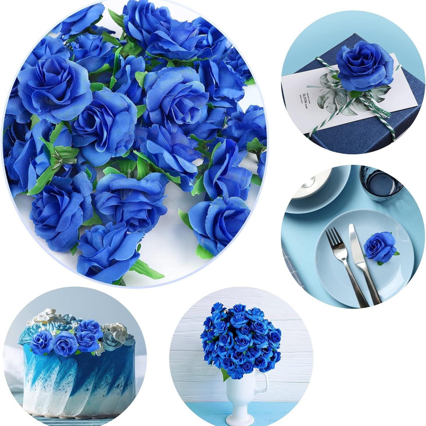 50 flores un paquete de simulación de rosas para regalos de mano decoración pequeña rosa pectoral tocado de boda boda ramo de flores