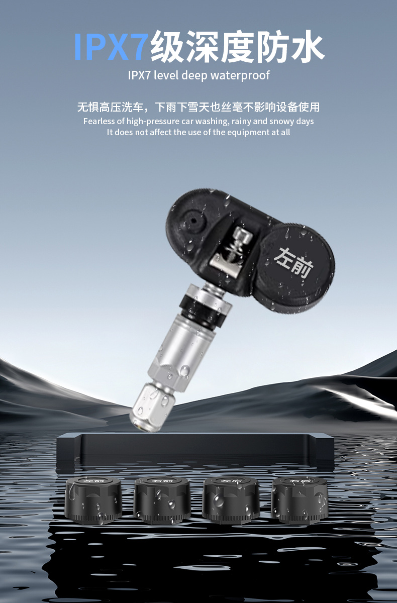 Car Tire Pressure Monitor Solar-Powered Wireless Tire Pressure and Temperature Real-Time Tire Detection System for Four Wheels, Internal and External