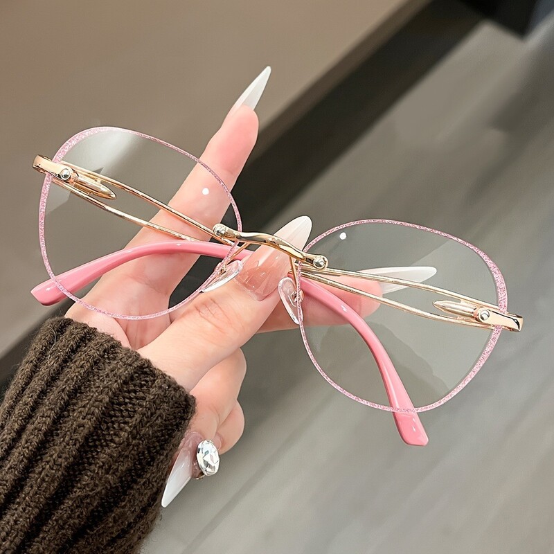 2025年ホットスタイルコレクション女性用老眼鏡、中高年向けの新しい高精細抗青色光ファッショナブルなフレームレス老眼鏡|undefined