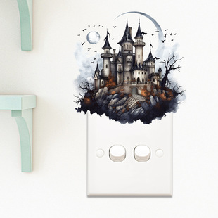 Dark Castle Cartoon Wall Stickers Living Room Bedroom Switch Waterproof Decorative Stickers Self-adhesive Painting Cross-border Wholesale