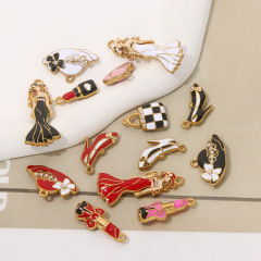 ファッションガールシリーズステンレス鋼ペンダントハイヒール靴口紅バッグエナメルカラー DIY ネックレスブレスレットアクセサリー