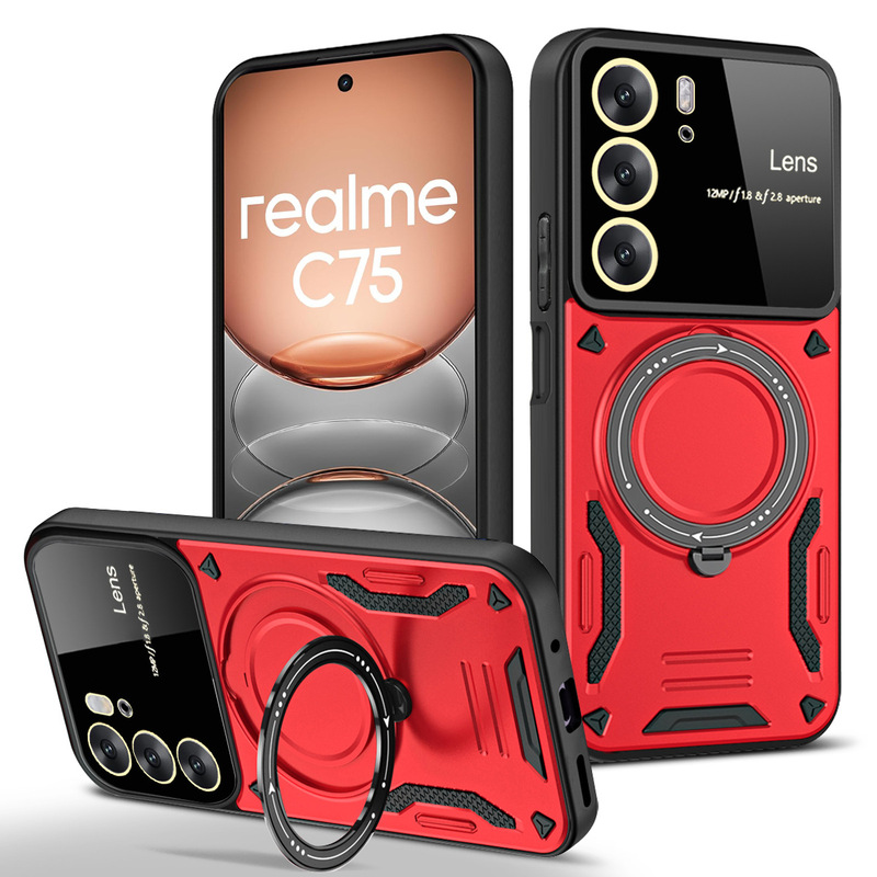 Suitable for Realme14 Pro+ Youdun Multifunctional Bracket Mobile Phone Case C75 Magnetic Large Window Anti-Fall Protective Cover