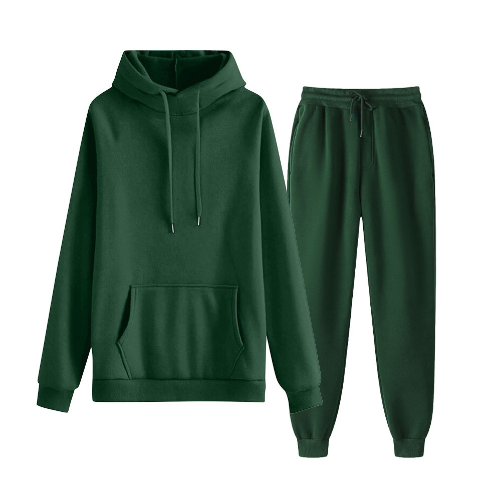 Cross-Border 2025 Men's High-Neck Hat Fashion Casual Fleece-Lined Hooded Loose Sweatshirt Men's and Women's Winter Sports Two-Piece Set