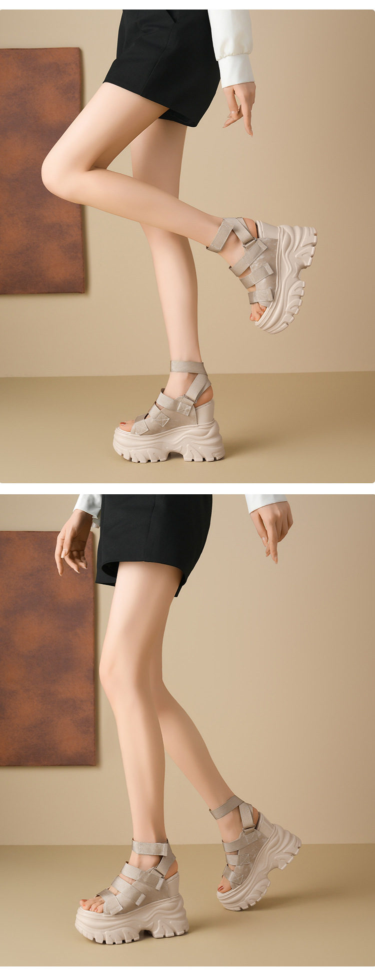Giày cao gót nữ đế xuồng platform da thật, gót 14 cm, dáng nhỏ — Màu đen chi tiết 6