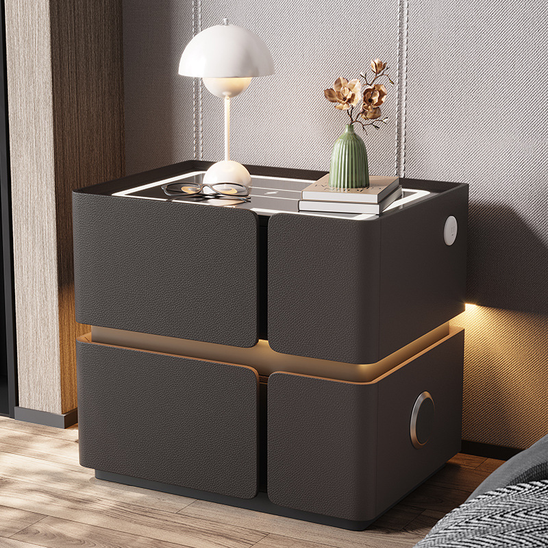 可定制带密码锁实木家用卧室简约现代小户型高级感网红智能床头柜