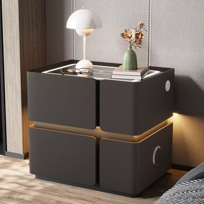 可定制带密码锁实木家用卧室简约现代小户型高级感网红智能床头柜