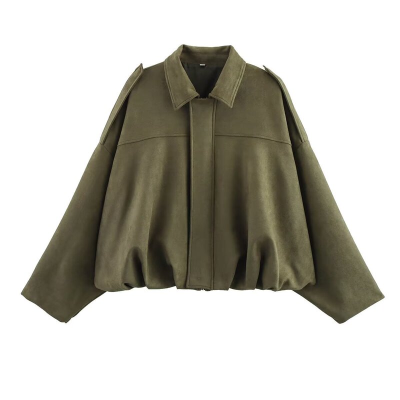 2026 Amazon European and American suede textured lapel zippered button-up bomber jacket coat for women 2026 Amazon European and American suede textured lapel zippered button-up bomber jacket coat for women