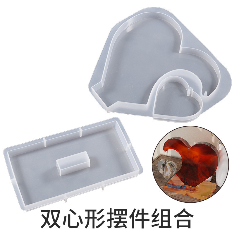 Yu Meiren DIY resina epoxi yeso gran amor corazón Pequeño amor colgante Marco de Fotos decoración base molde de silicona
