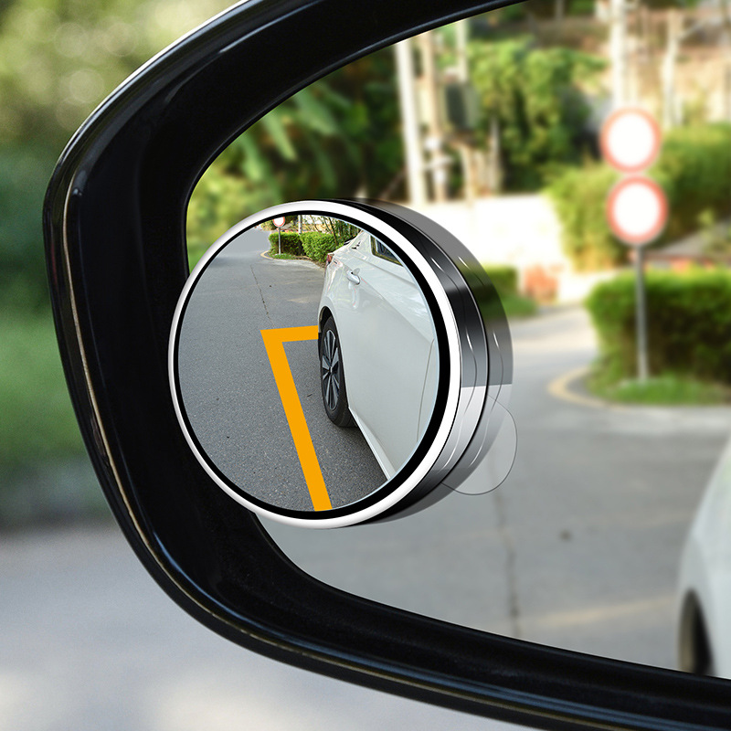 Car Reversing Small Round Mirror Suction Cup Type Rearview Mirror Auxiliary Mirror Wide-Angle High-Definition Reflector 360-Degree Blind Spot Device
