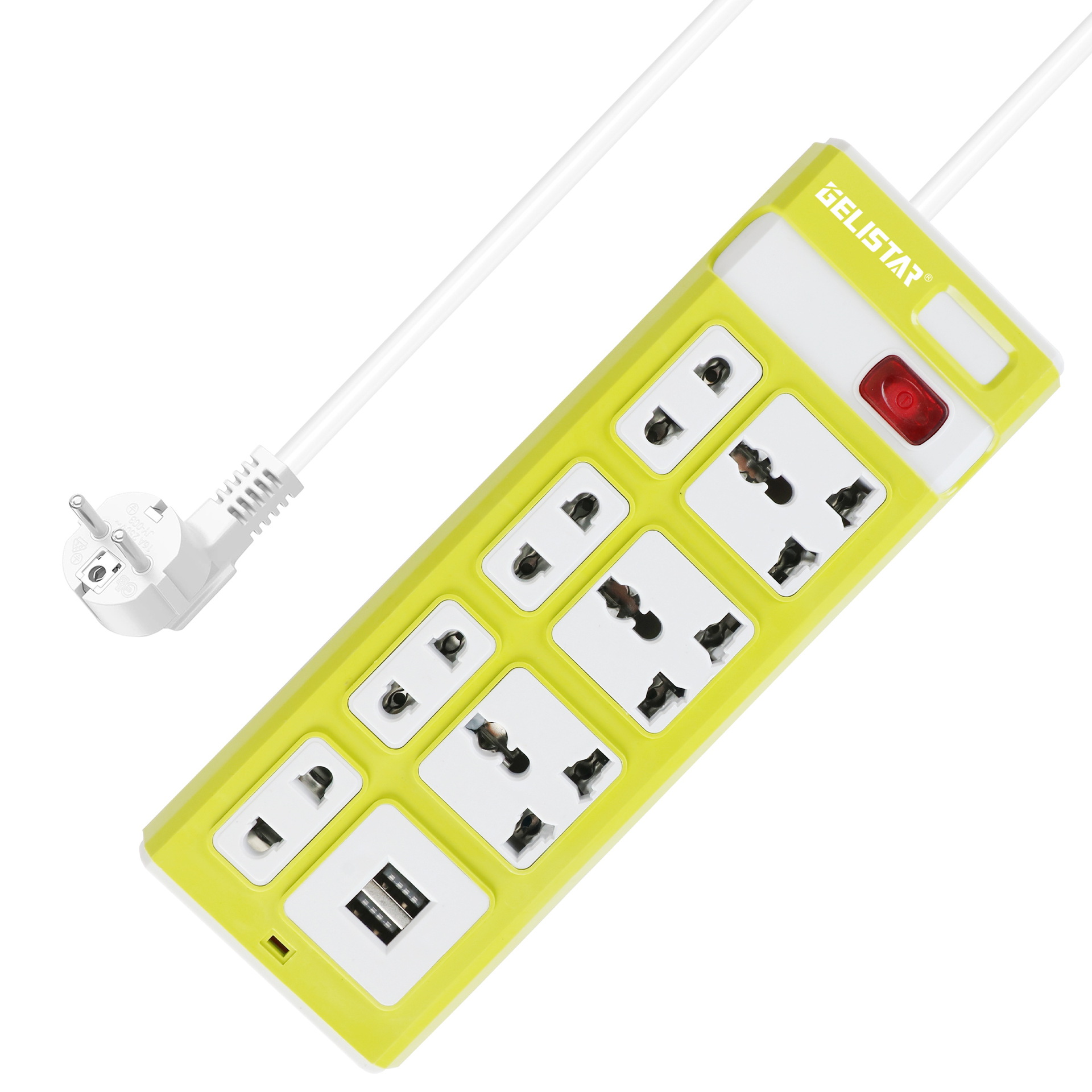 外贸出口9孔带2USB插板插多孔位插座万能孔插排家用电源插