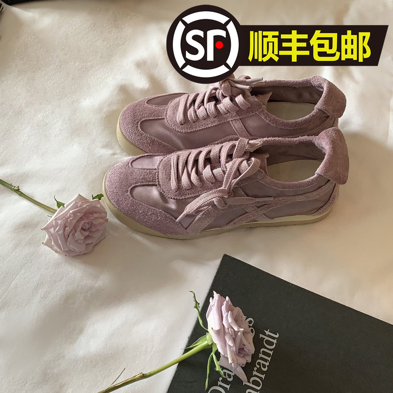 牛革〜グレープママと同じスタイルの靴、レトロなカラーブロックのレースアップ、多用途の女性用トレーニングシューズ、カジュアルスポーツシューズ、フォレスト・ガンプシューズ|undefined
