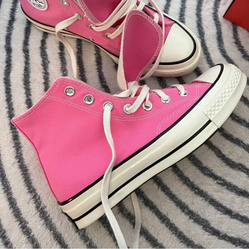 Nagata Pure Original 1970S Canvas Shoes Women's Classic Sports Shoes Cream Toe High Top Barbie Pink and Blue Sole Shoes