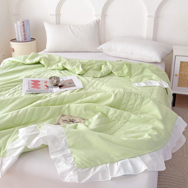 Cross-border Korean ladies summer quilt washed cotton solid color Princess summer cool quilt air conditioning quilt single double thin quilt wholesale