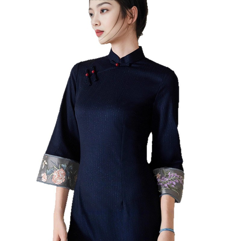 New Chinese-style National-style Cheongsam For Women, With Traditional Embroidery, A High-end, Simple, Retro, And_ecoleips.com