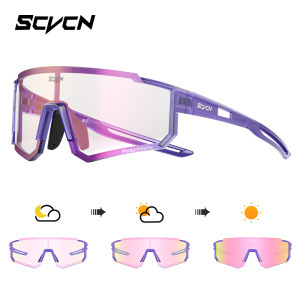Scvcn Cycling Color-Changing Glasses, Professional Running Glasses for Men and Women, Outdoor Sports Mountain Windproof Goggles, Sunglasses