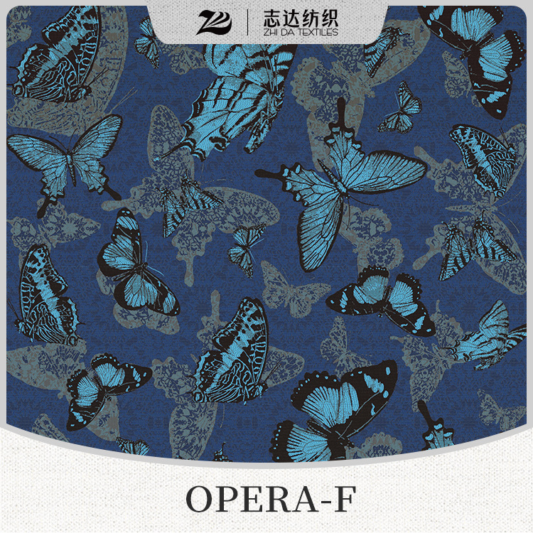 志达纺织经典蝴蝶写真艺术提花沙发装饰面料OPERA-F