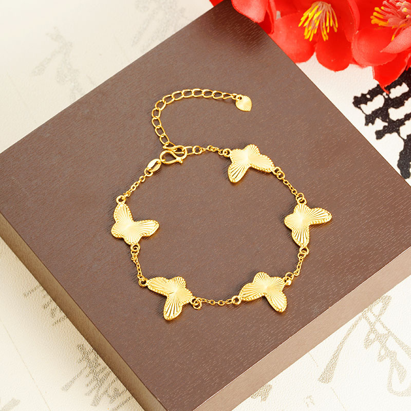 Vietnam Shajin simple mariposa patrón horizontal pulsera salvaje mujer durante mucho tiempo no se desvanece, lujo ligero, sensación de alta gama, suministro de fábrica al por mayor