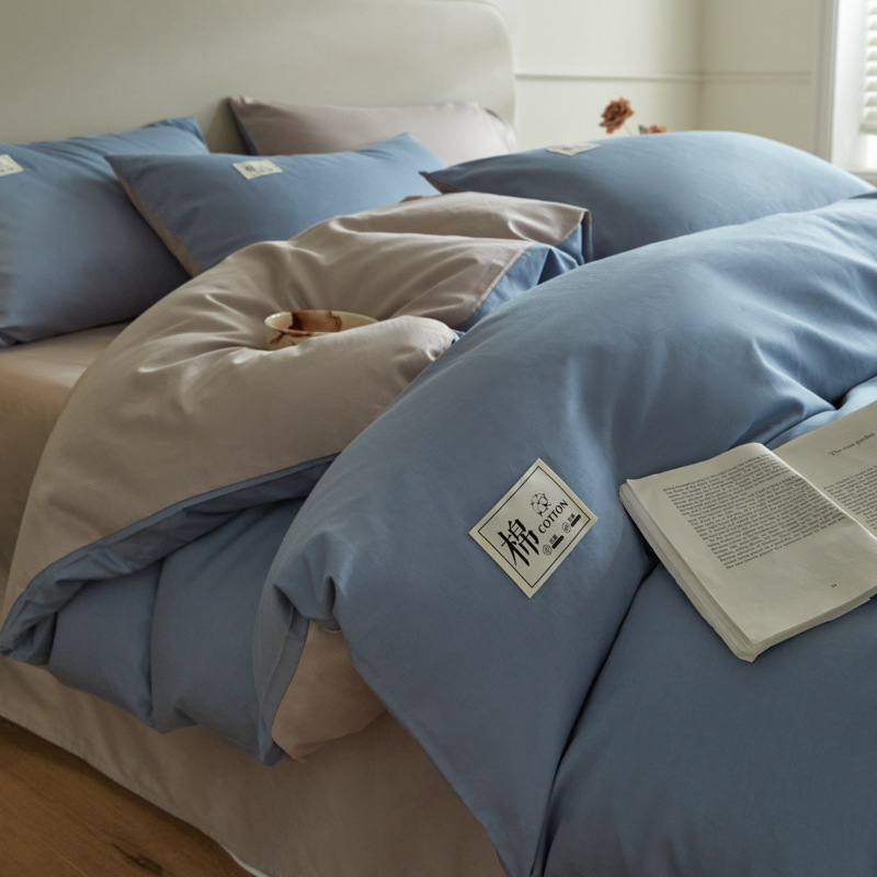 Color sólido simple cama de cuatro piezas de algodón puro algodón grado madre y bebé puede dormir desnudo sábanas de cama Kits al por mayor