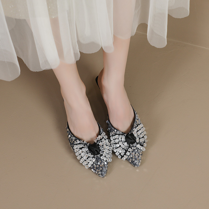 Arco de diamante con cabeza media zapatillas para mujeres 2026 nuevo estilo de verano con punta punta de talón alto temperamento zapatillas frías image 4
