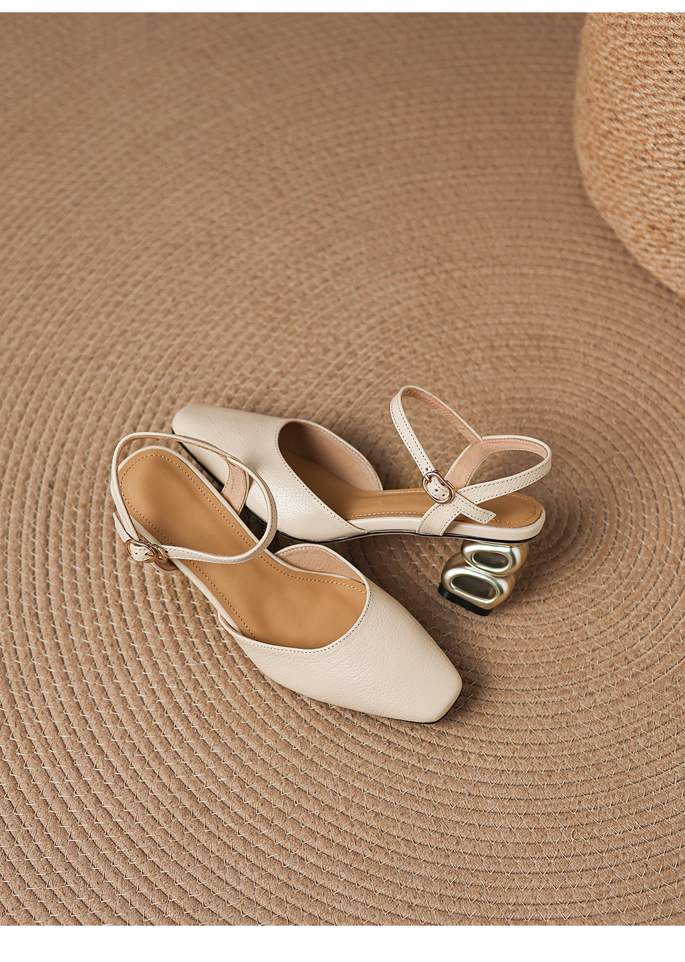 Sandal cao gót nữ mũi nhọn quai ngang kiểu Hàn Quốc — màu trắng ngà chi tiết 24
