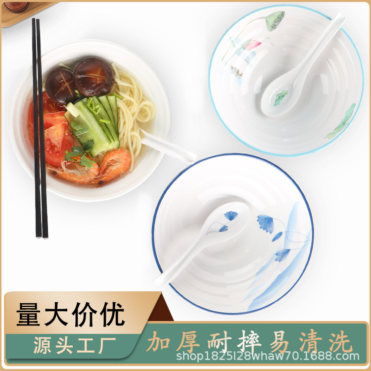 Tazón de ramen japonés comercial picante caliente Tazón grande tazón de fideos instantáneos de plástico sopa en polvo tazón de porcelana de imitación tazón de melamina palillos traje vajilla