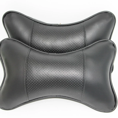 Creative Car Headrest Pillow, Car Seat Headrest, Leather Breathable Neck Pillow, Car Headrest Neck Protection Pillow, Pair of Two (Headrest) - black-single-price
