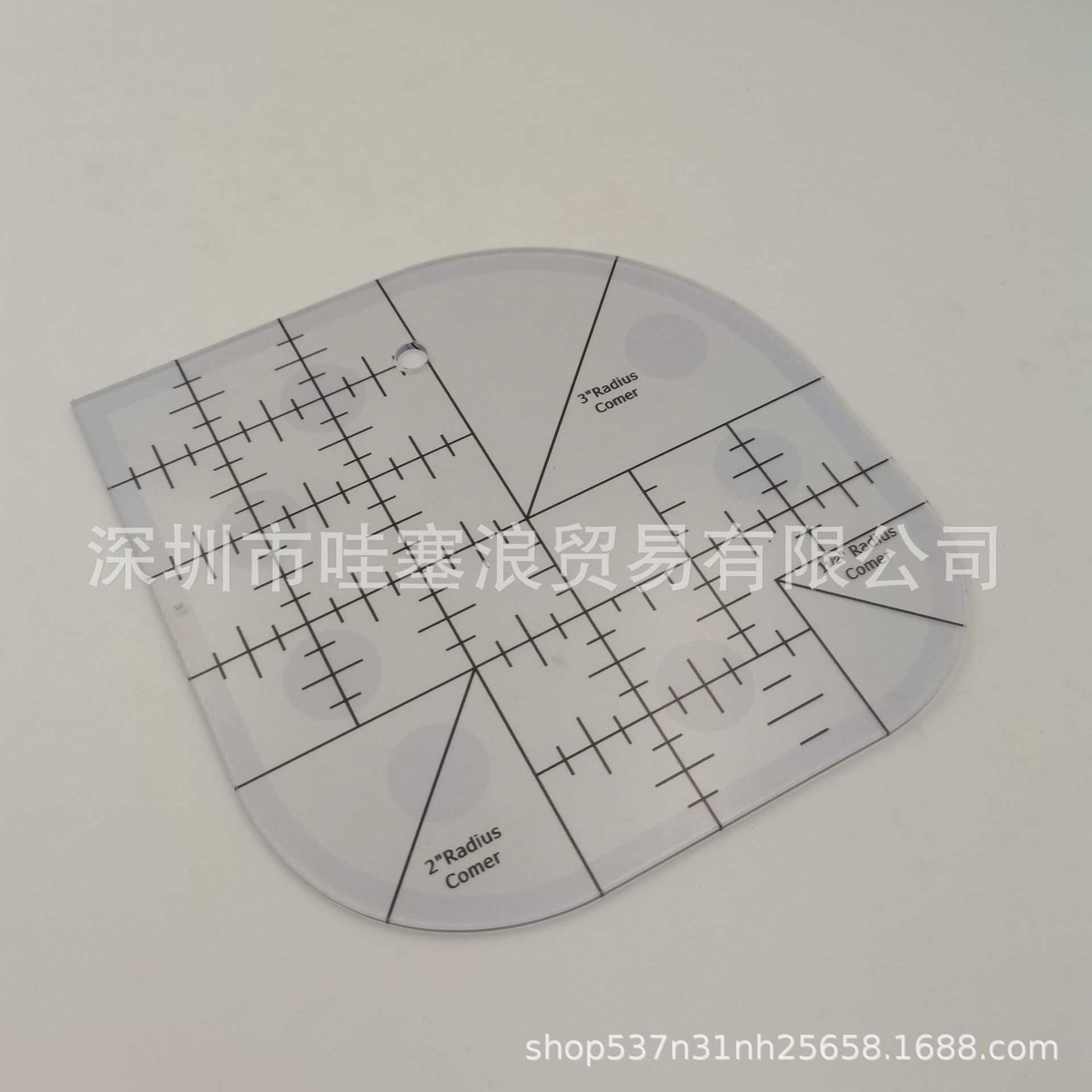 跨境多功能切角尺 亚克力防滑纤缝尺 圆边模板尺 DIY缝纫拼布尺