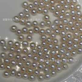 珍珠淡水散珠7-8mm近圆微瑕无孔裸珠颗粒统货不挑诸暨珍珠批发diy