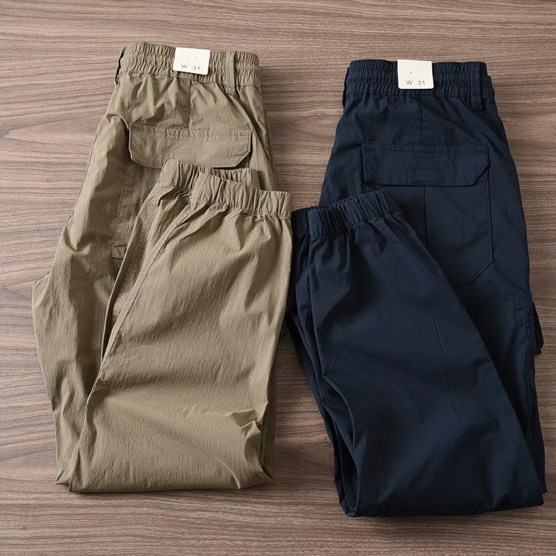 Cargo Pants Men's Spring and Autumn Thin Tut Pants Overalls Outdoor Elastic Waist Micro-elastic Slim Cropped Casual Pants Cargo Pants Men's Spring and Autumn Thin Tut Pants Overalls Outdoor Elastic Waist Micro-elastic Slim Cropped Casual Pants