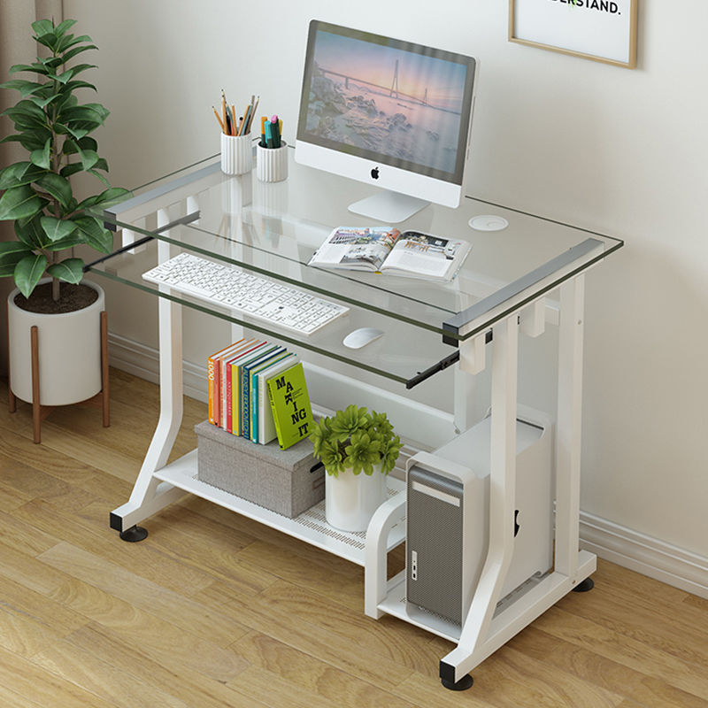 Tempered Glass Computer Desktop Table Home Small Notebook Simple Desk Removable Bedroom Work Desk