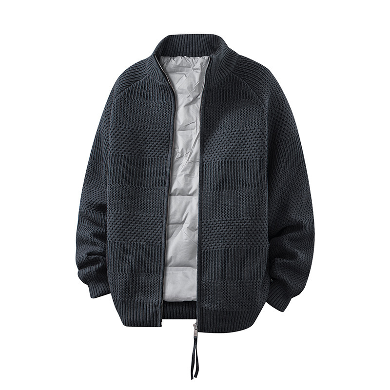 Cardigan americano de alta gama doble cremallera chaqueta de punto hombre otoño invierno perezoso viento cálido abrigo casual suéter hombre image 7