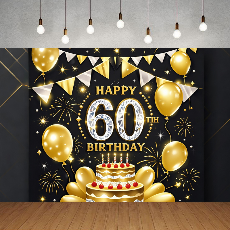 Nueva tela de fondo de feliz cumpleaños transfronteriza, carnaval de fiesta, serie principal de decoración de escenas, banner de cumpleaños