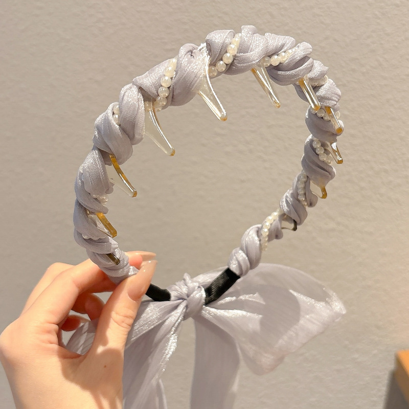 Perla flotante correa de cabello para mujeres 2025 nuevo correa de cabello trenzada de alto cráneo de verano correa de cabello trenzada en una tarjeta de cabello tocado