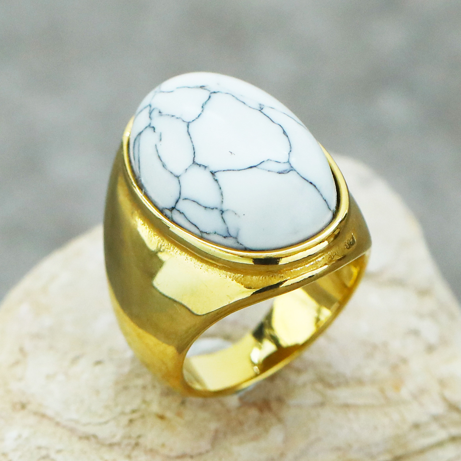 23g Weight Natural Stone Inlay Material Rings Classification 1 Piece Quantity Holiday, Street Occasion Titanium Steel Material Round Pattern Men's Gender Inlay Design Hip-Hop Style Hip-Hop Round Titanium Steel Inlay Natural Stone Men's Rings 5